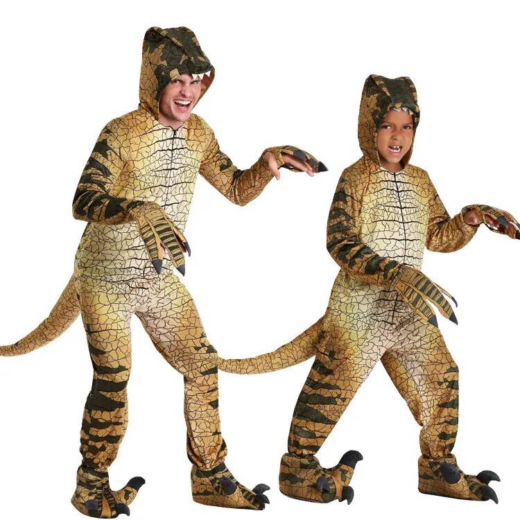 Anime Cosplay Jumpsuit - 恐竜ティラノサウルス子供用コスチューム大人男の子用ハロウィンコスプレ衣装恐竜ごっこ遊びパーティーロールプレイドレスアップ衣装