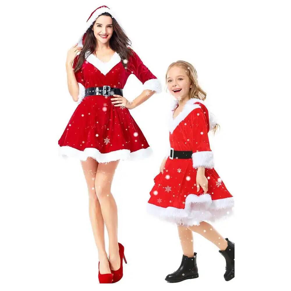 Anime Cosplay Ladies - コスプレクリスマス服女性ドレスレッドサンタクロースワンピースドレスコスチュームフェスティバルパーティードレス