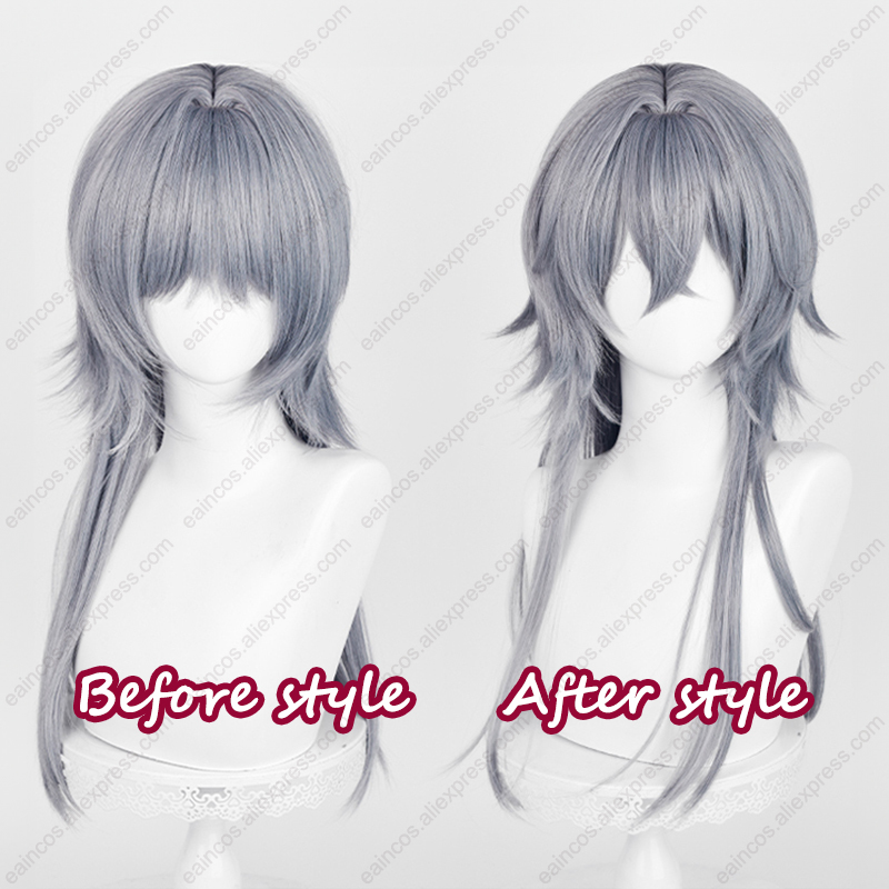 ロングコスプレウィッグ,人工毛,耐熱性,青と灰色,62cm - Anime Cosplay Blue Hair のレビューと価格