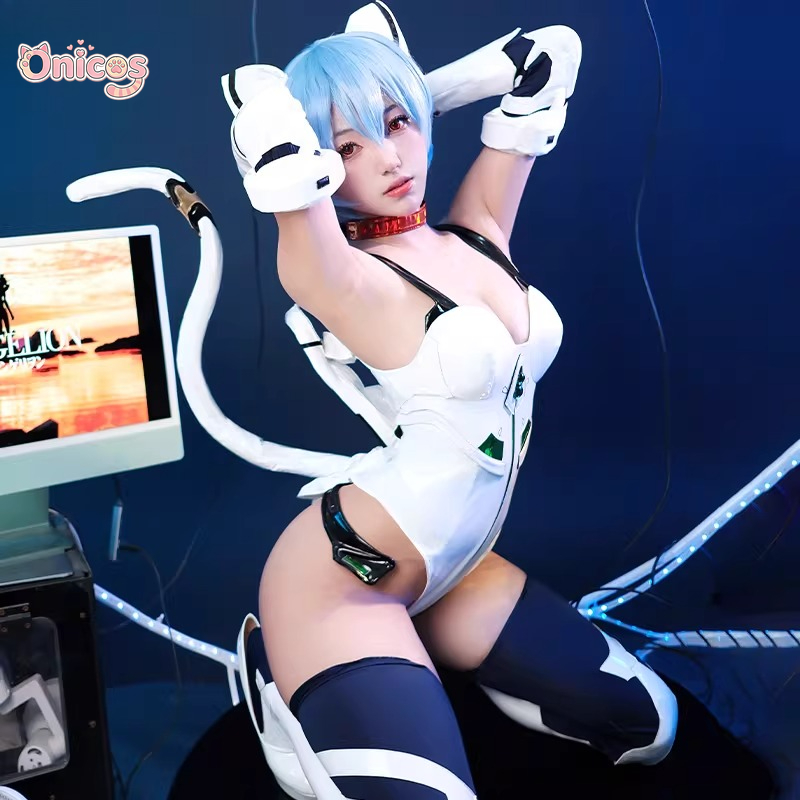 綾波レイ猫耳アニメコスプレ衣装セクシーでスパイシーなガールス - Anime Cosplay Jumpsuit のレビューと価格