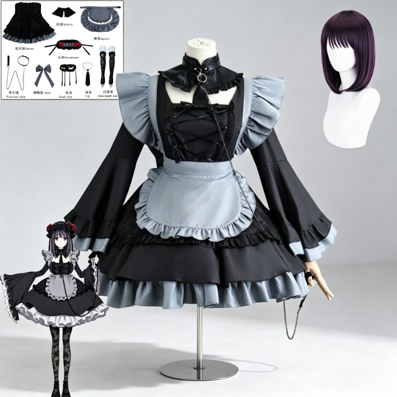 北川マリン ドレスアップダーリン コスプレ衣装 メイド服 黒 - Kitagawa Anime Cosplay のレビューと価格